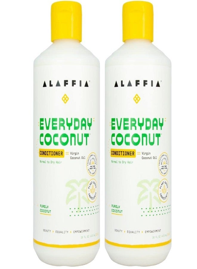 Alaffia Hair Care, Everyday Coconut Conditioner, Daily Moisturizer, Wavy & Curly Hair Products, Vitamin E, Virgin Coconut Oil, Ginger Extract,Purely Coconut, 2 Pack - 16 Fl Oz - Image 1